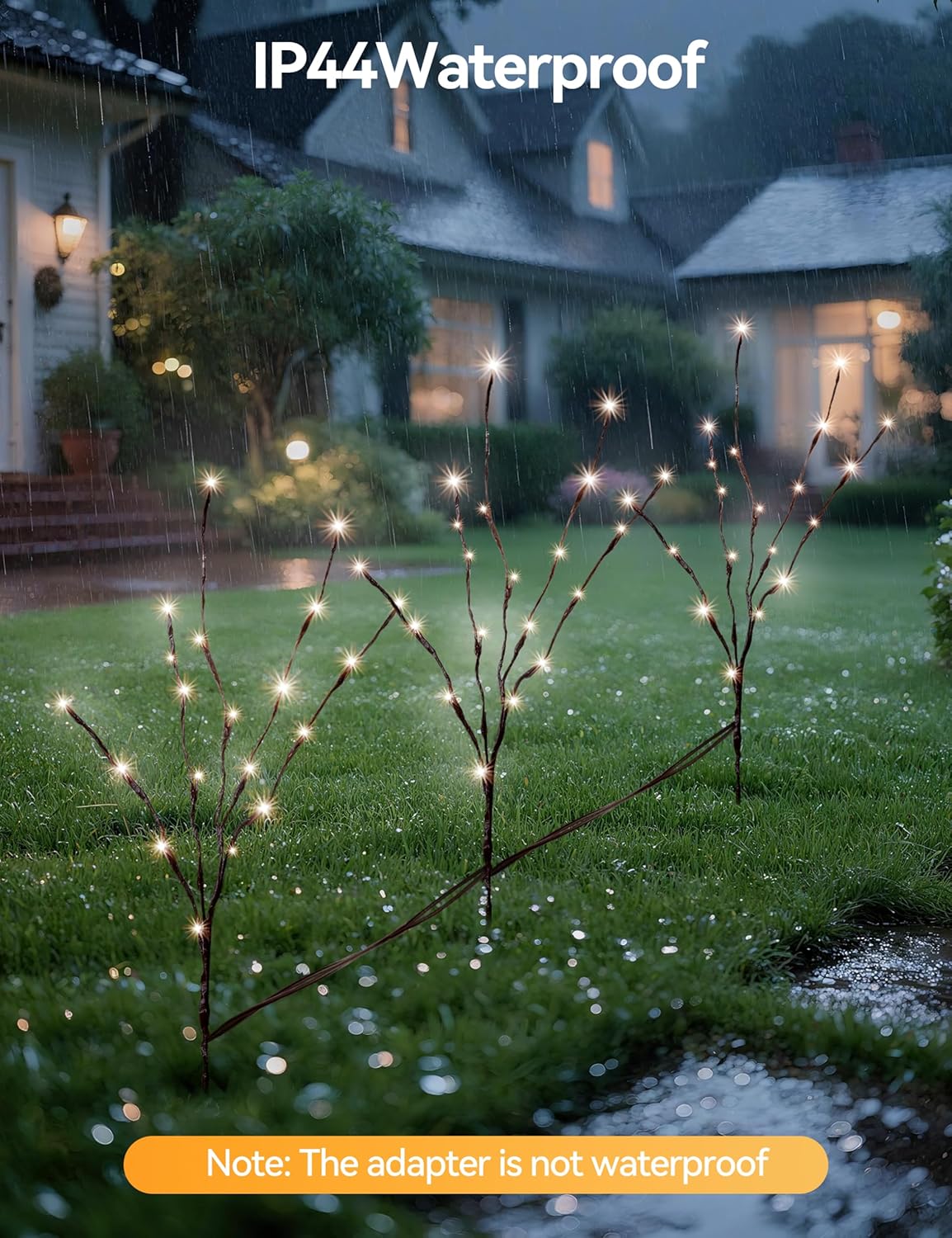 Lighted Branches for Vases Plug in - 6 Pack 24Inch 60 LED Christmas DIY Twig Pathway Lights, Artificial Tree Bendable Xmas Fairy Lights with Stakes for Outdoor Indoor Party Decoration, Warm White