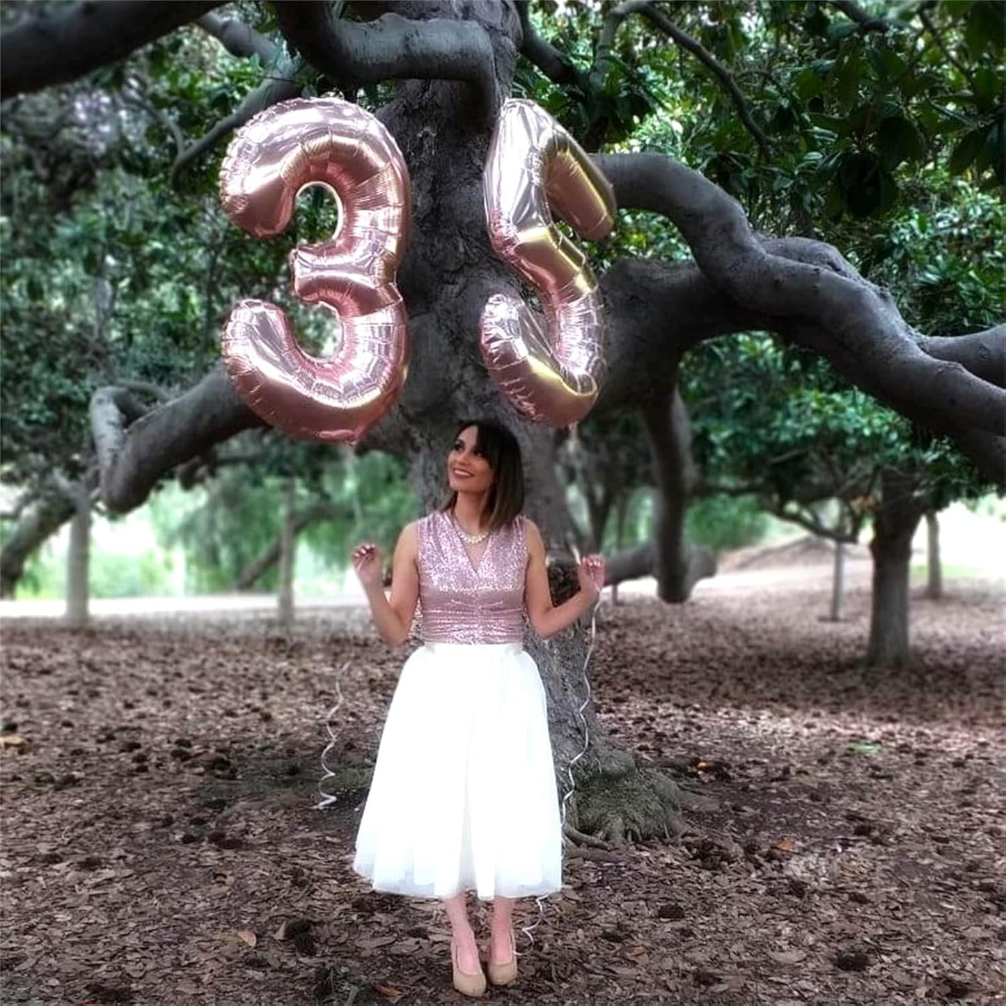 40 Inch Rose Gold Large Numbers Balloons 5, Self Inflating Digit 5 Helium Balloons for 5th Girls, Foil Mylar Big Number Balloons Set 0-9 for Women Birthday Party Anniversary Supplies Decorations