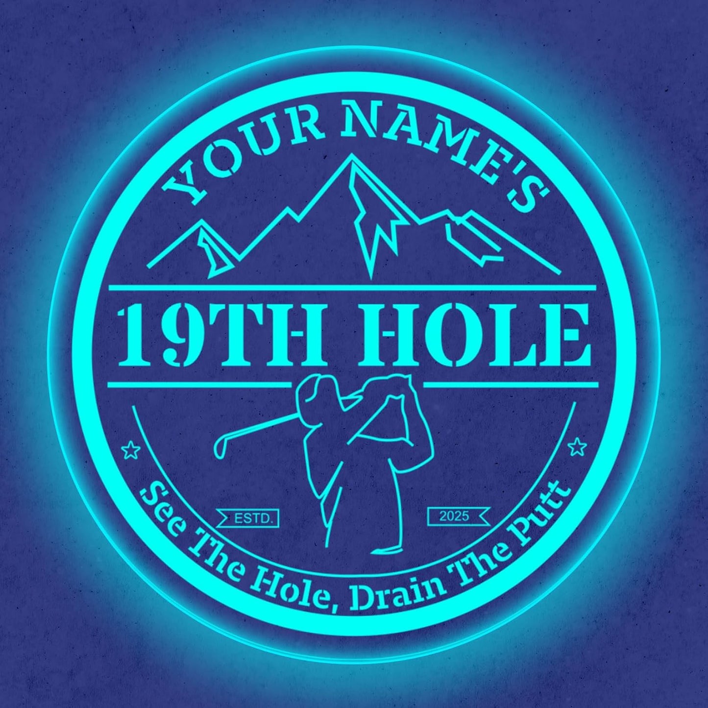 Custom 19th Hole Golf Bar Sign – Personalized LED Color Changing Acrylic Wall Decor for Home Bar, Man Cave, or Patio (19th Hole, 12 INCHES)