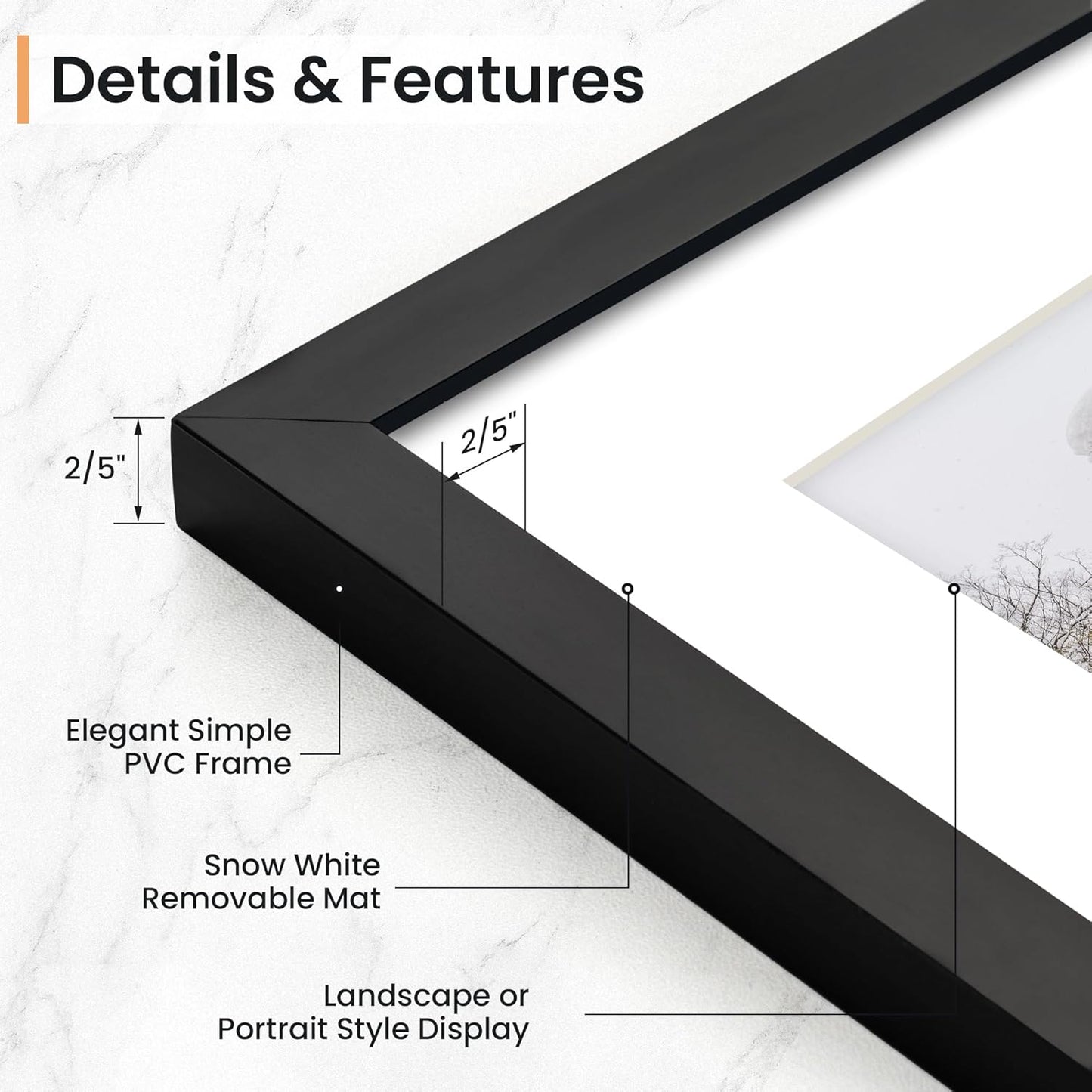 16x20 inch Picture Frame, 16x20 Photo Frames with 11x14 Removable Mat - High Definition Plexiglass - Vertical and Horizontal Display - Wall Hanging Frame - Black, 5 Pack