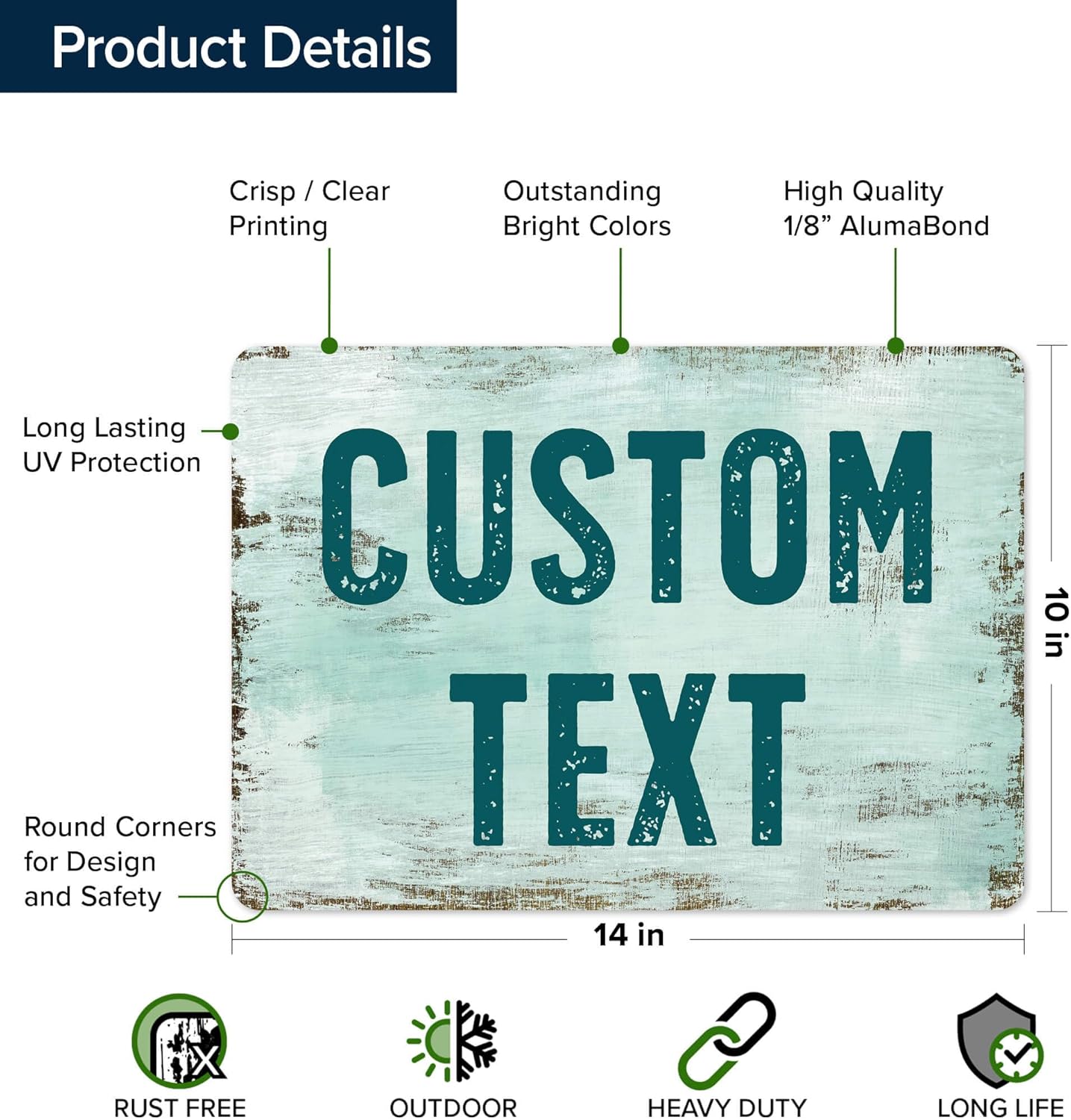 Custom Sign, Custom Street Sign, 11 Font Colors, 13 Font Styles, 4 Hole Options, 22 Sizes, 10x14 Inches, Rust Free DiBound, Fade Resistant, Made in USA by My Sign Center (Shabby Chic)