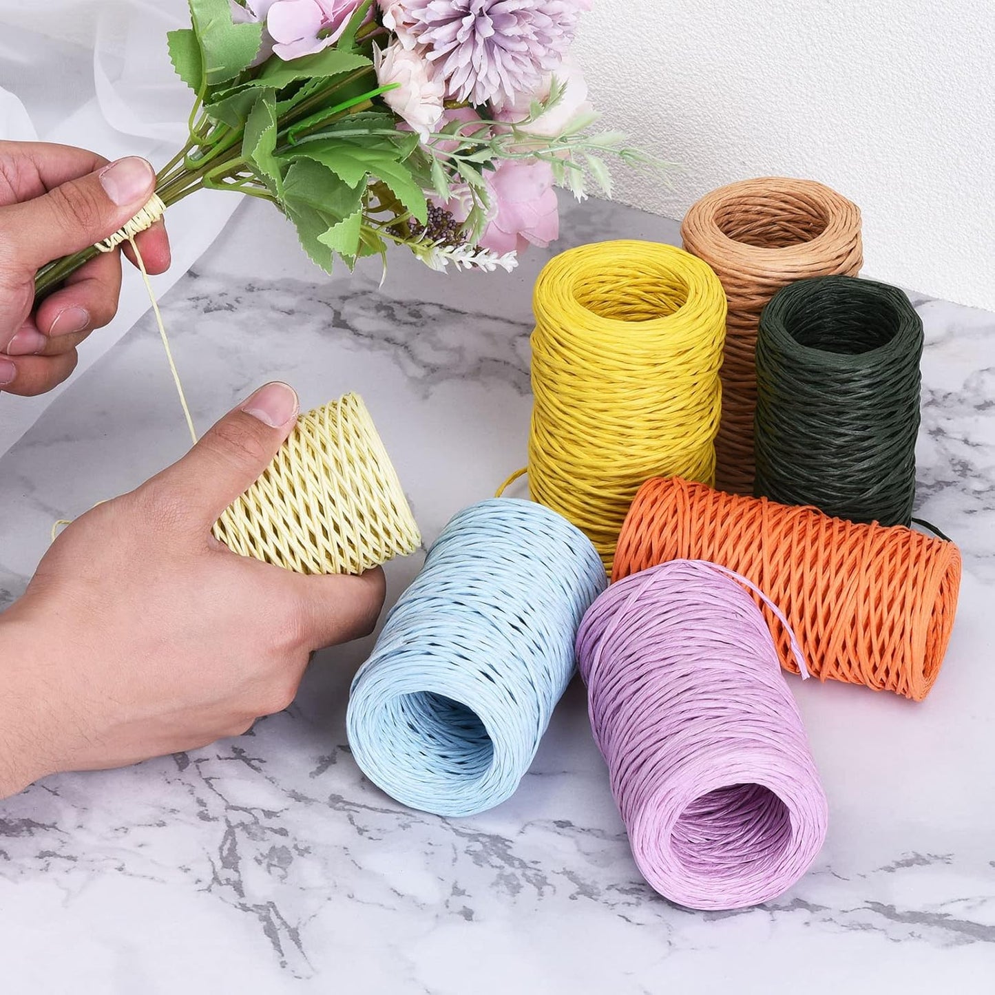 PATIKIL 164 Feet Floral Bind Wire Wrap Twine, 2mm Florist Wire Iron Wire Paper Covered Vine Wrapping Binding Wire for Flower Bouquets, Blue