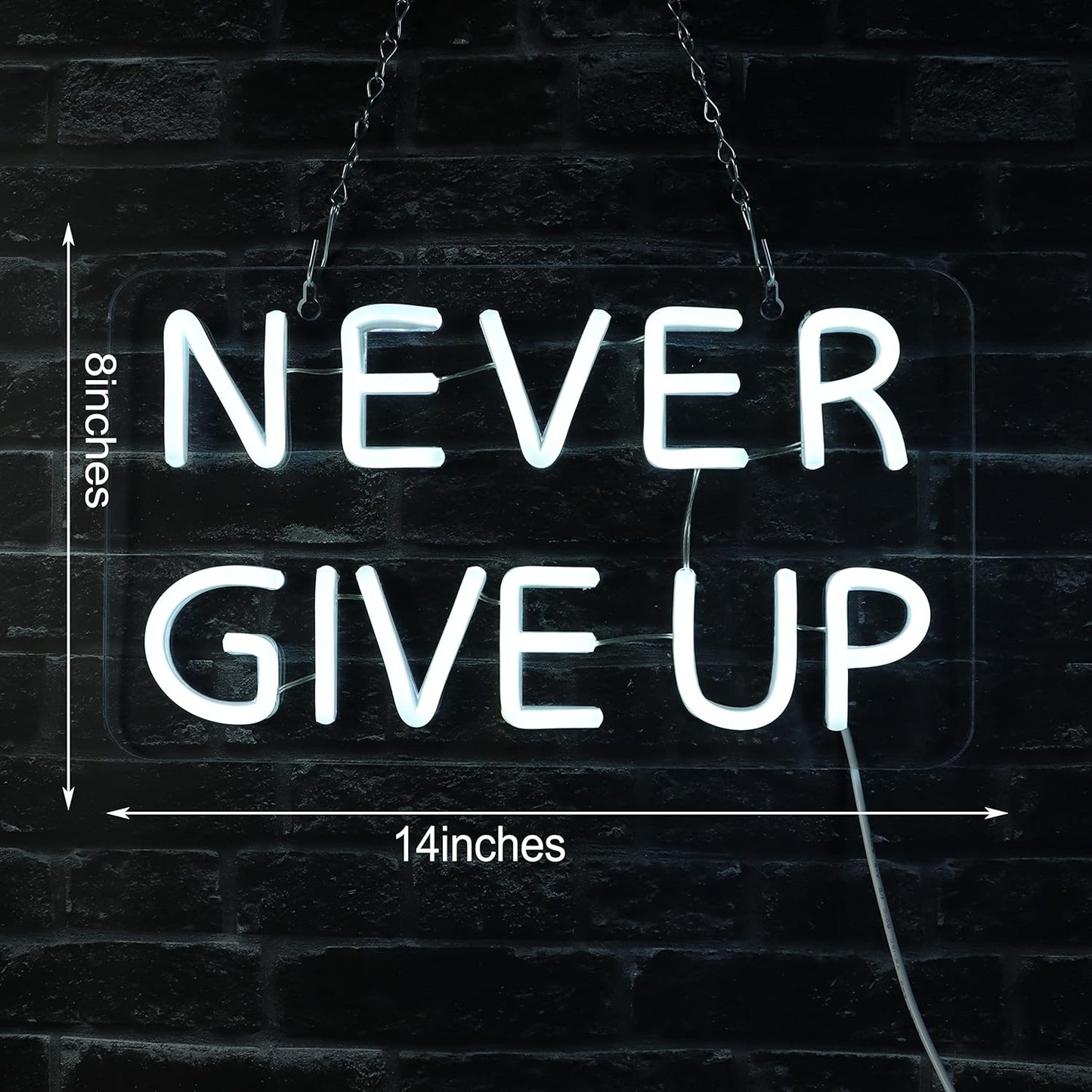 Never Give Up Neon Sign for Wall Decor,Inspire Slogan for Study Room Decoration,Wall Art Lighting As Gifts for Kids or Friends.