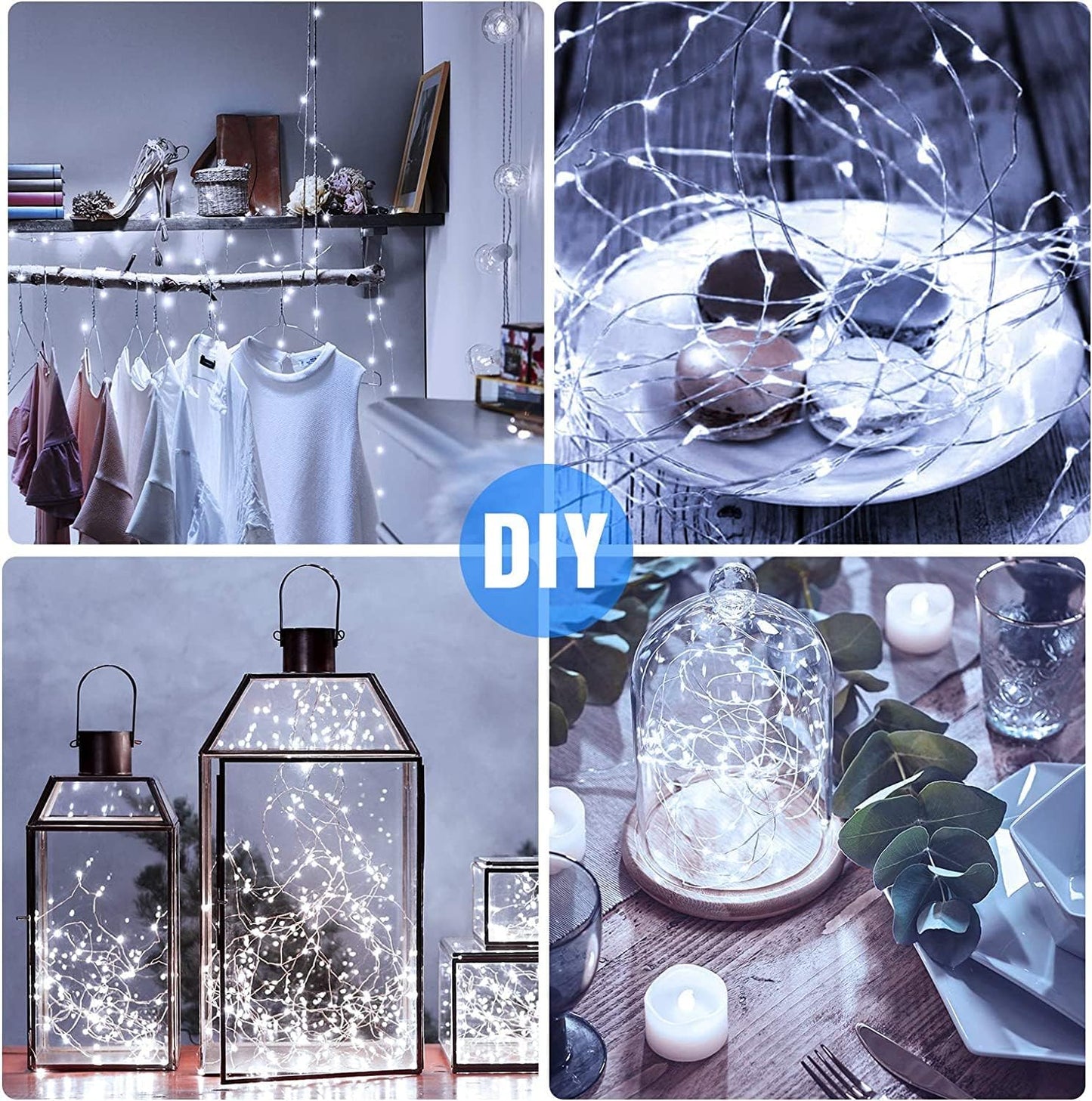 10 Pack Fairy Lights Battery Operated - 7ft 20 LED Twinkle Lights Copper Wire Mini String Lights Firefly Lights for Mason Jars DIY Crafts Christmas Wedding Party Centerpiece Table Decor, Cool White