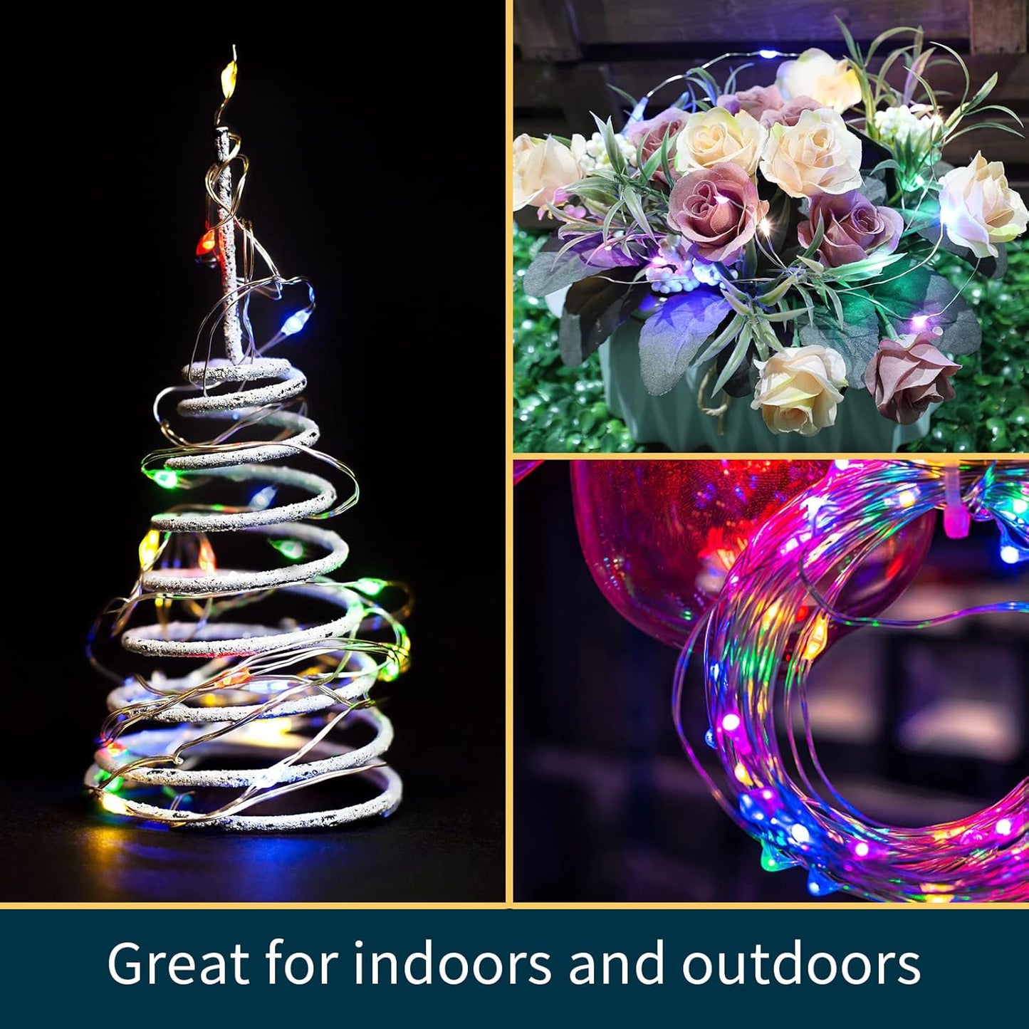 LAMPHOME 20 Pack Easter Fairy Lights Battery Operated - 7ft 20 LED Copper Wire Mini String Light Firefly for Mason Jars DIY Crafts Christmas Wedding Party Centerpiece Table Easter Decor,Multicolor