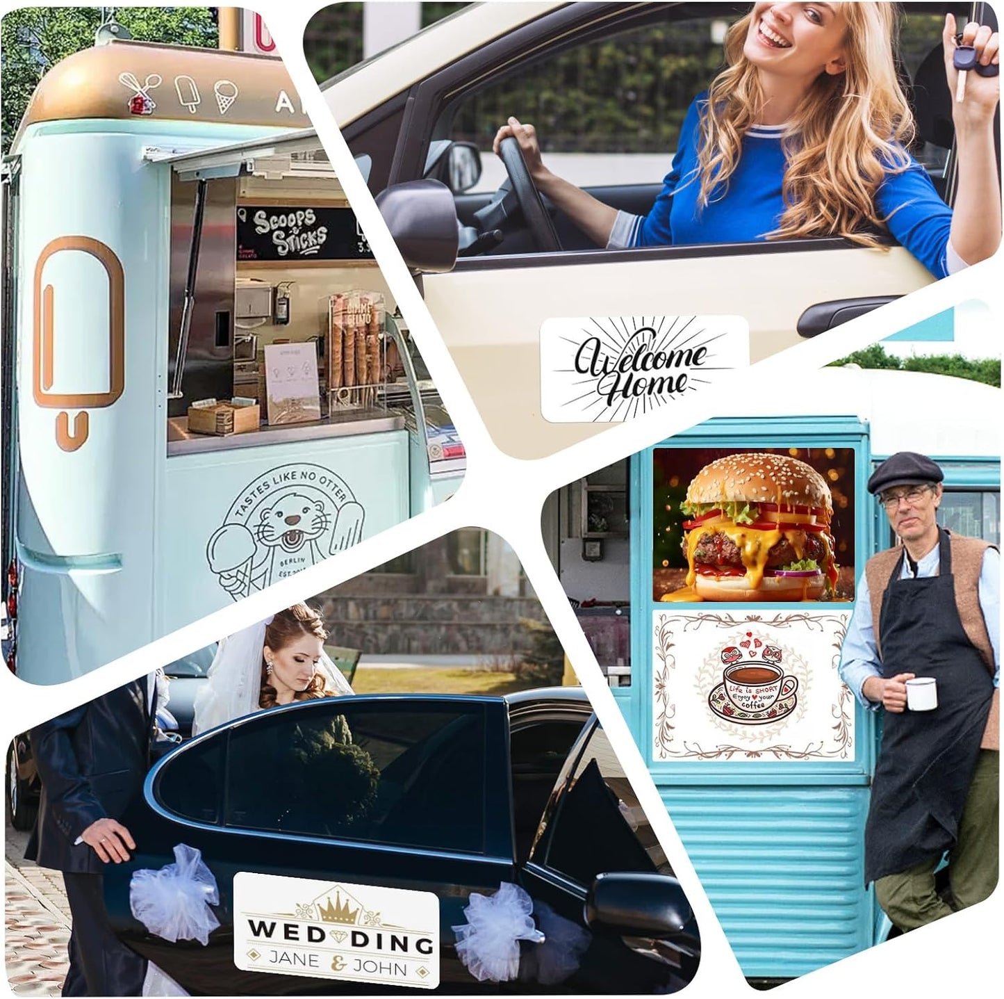 Blank Car Magnets, 24" x 12", 4 Pack Car Door Magnets Signs for Vehicle, Rounded Corners Blank White Flexible Magnet Sheet Stickers for Car to Advertise Business and Personalized Decal