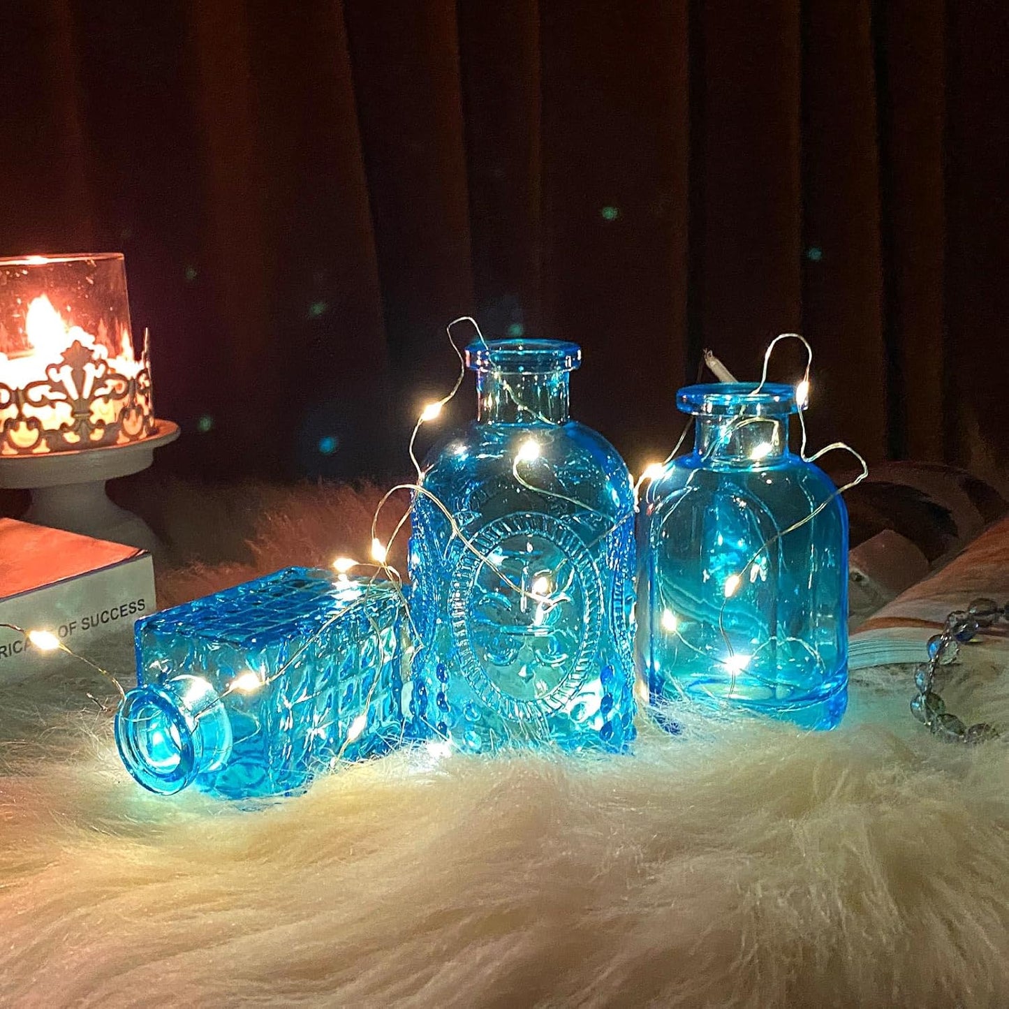 Glass Bud Vase Set, Mini Vases for Flowers, Bulk Vintage Mini Vases for Centerpieces Wedding Decor, Home Flower Décor, Candle Holders, Diffuse Bottles, Hydroponic, (Pack of 30,Sky Blue)