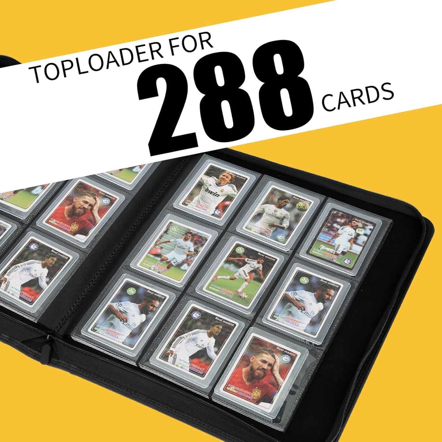 Toploader Binder with 9-Pocket Pages, Holds 288 "3×4" Rigid Toploader Hard Cases, Card Holder for Collectible Cards or Sports Cards, Durable Sleeves for Storage & Display (Blue)
