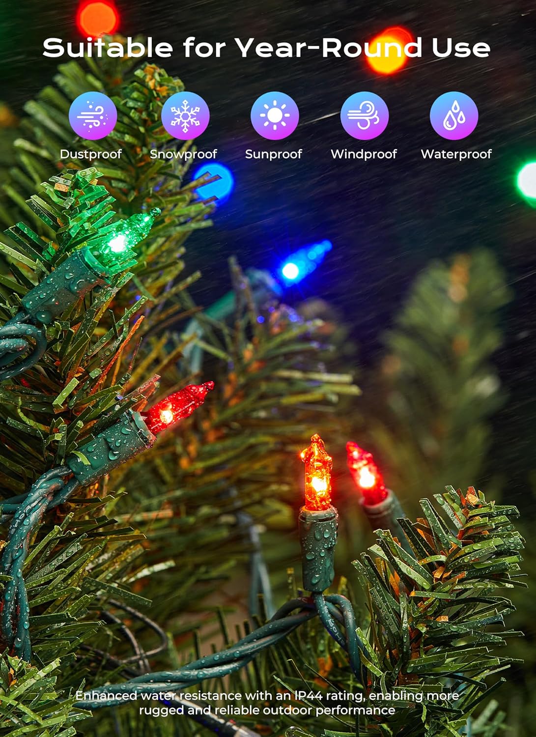 Minetom LED Multicolor Christmas String Lights, 100 Count 33 Feet LED Christmas Lights Bulb, Christmas Decorations Indoor, Christma Tree Lights for Indoor Outdoor Xmas Wedding Party Festival