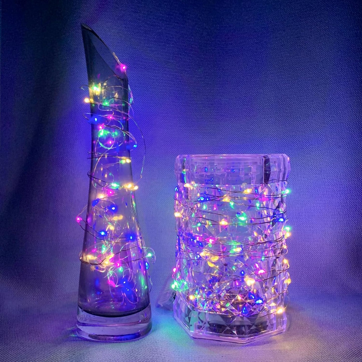 Fairy Lights 7Ft 20 LED Twinkle String Lights 3 Modes Battery Operated Waterproof Firefly Starry for Mason Jar Party Wedding Christmas Valentines Day Table Centerpieces(Rainbow,100 Pack)