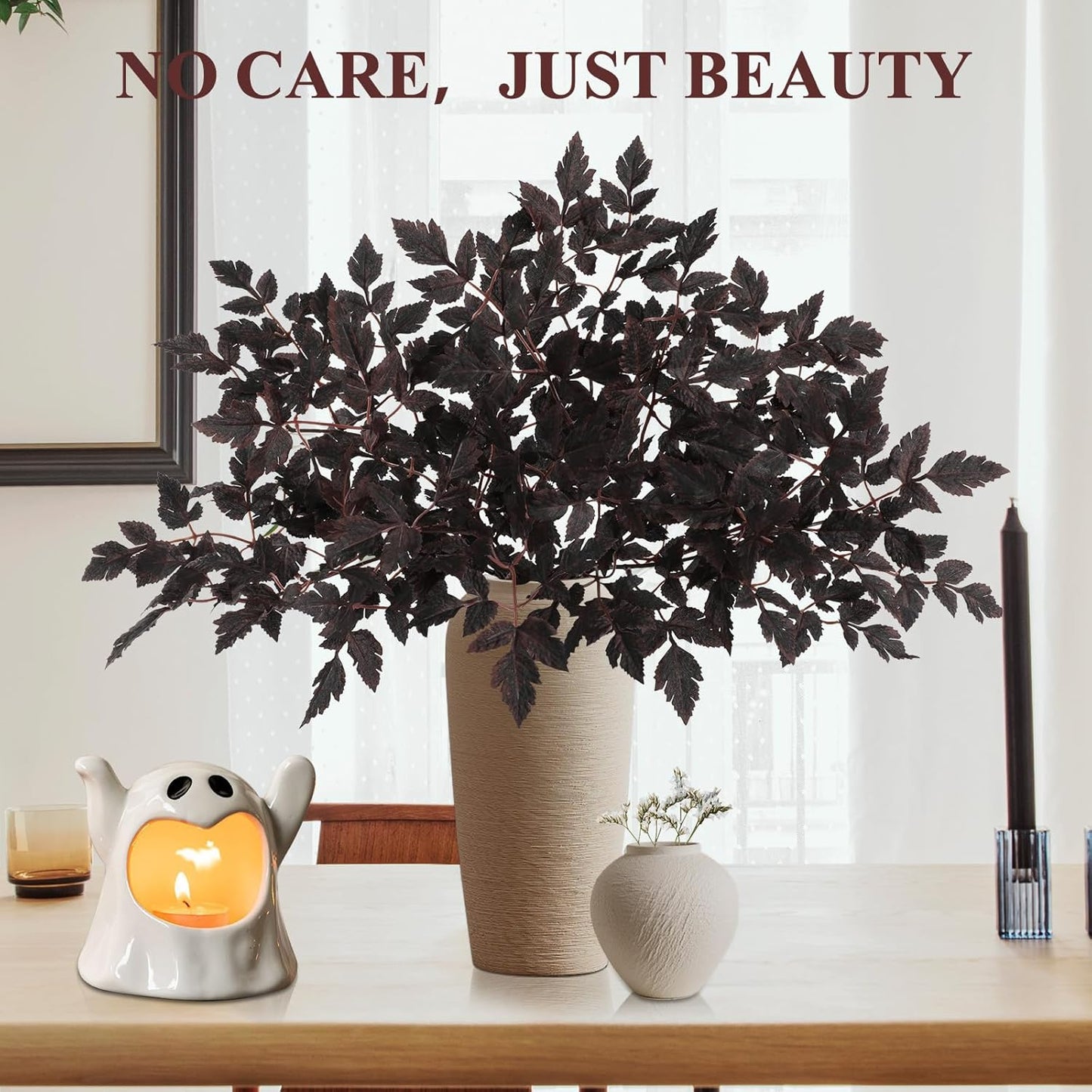 Fall Decor,Fall Stems,Artificial Cimicifuga Stems,6-Pack 32 Inch,Purple Fall Foliage Spray for Tall Vase,Farmhouse Thanksgiving Mantel Centerpiece Halloween Decor Arrangements