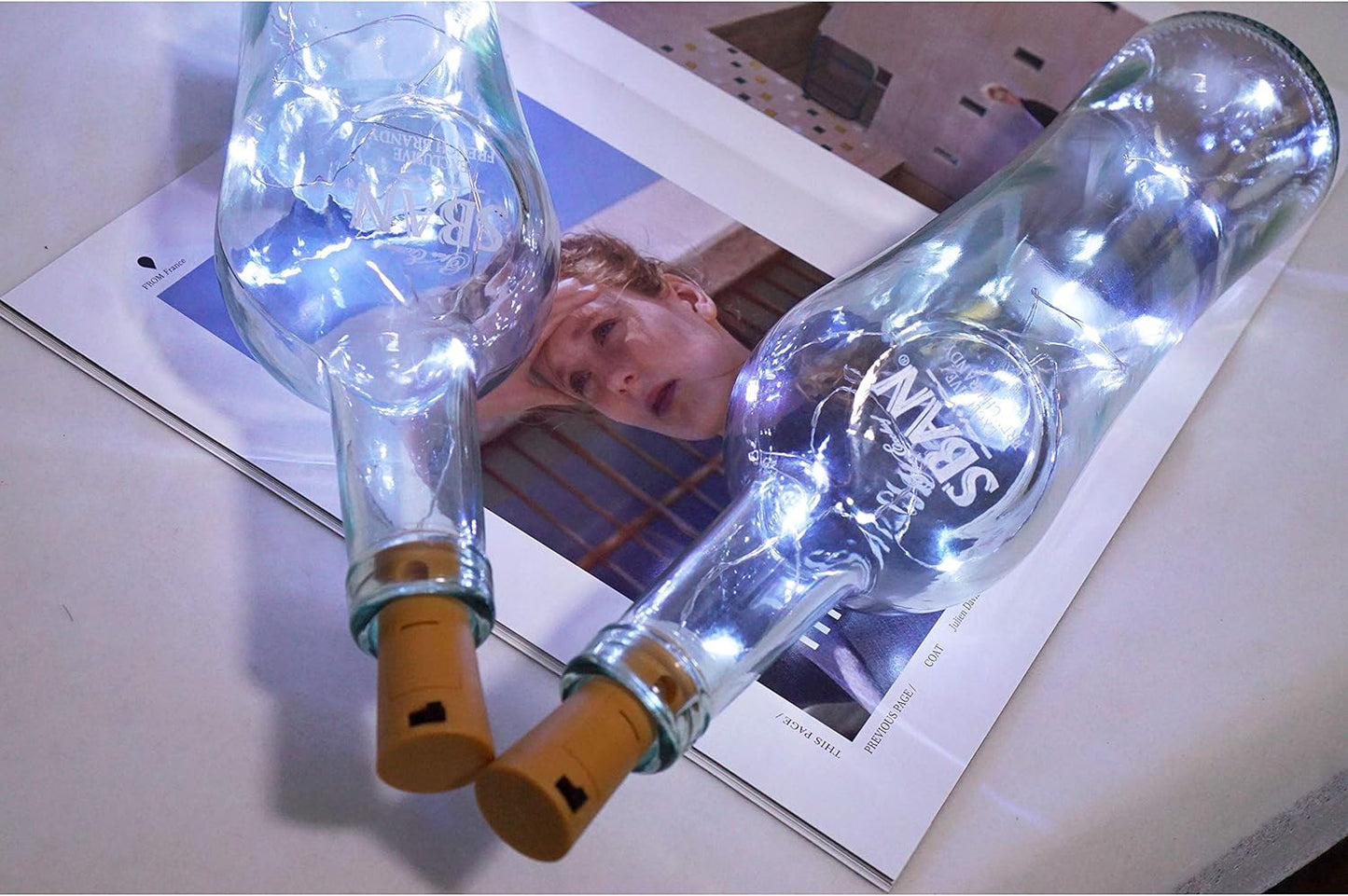 24 Pack 20 LED Wine Bottle Cork Lights, Fairy Mini String Lights Copper Wire, Battery Operated Starry Lights for DIY, Christmas, Halloween, Wedding, Party, Indoor&Outdoor (24 Pack, Cool White)