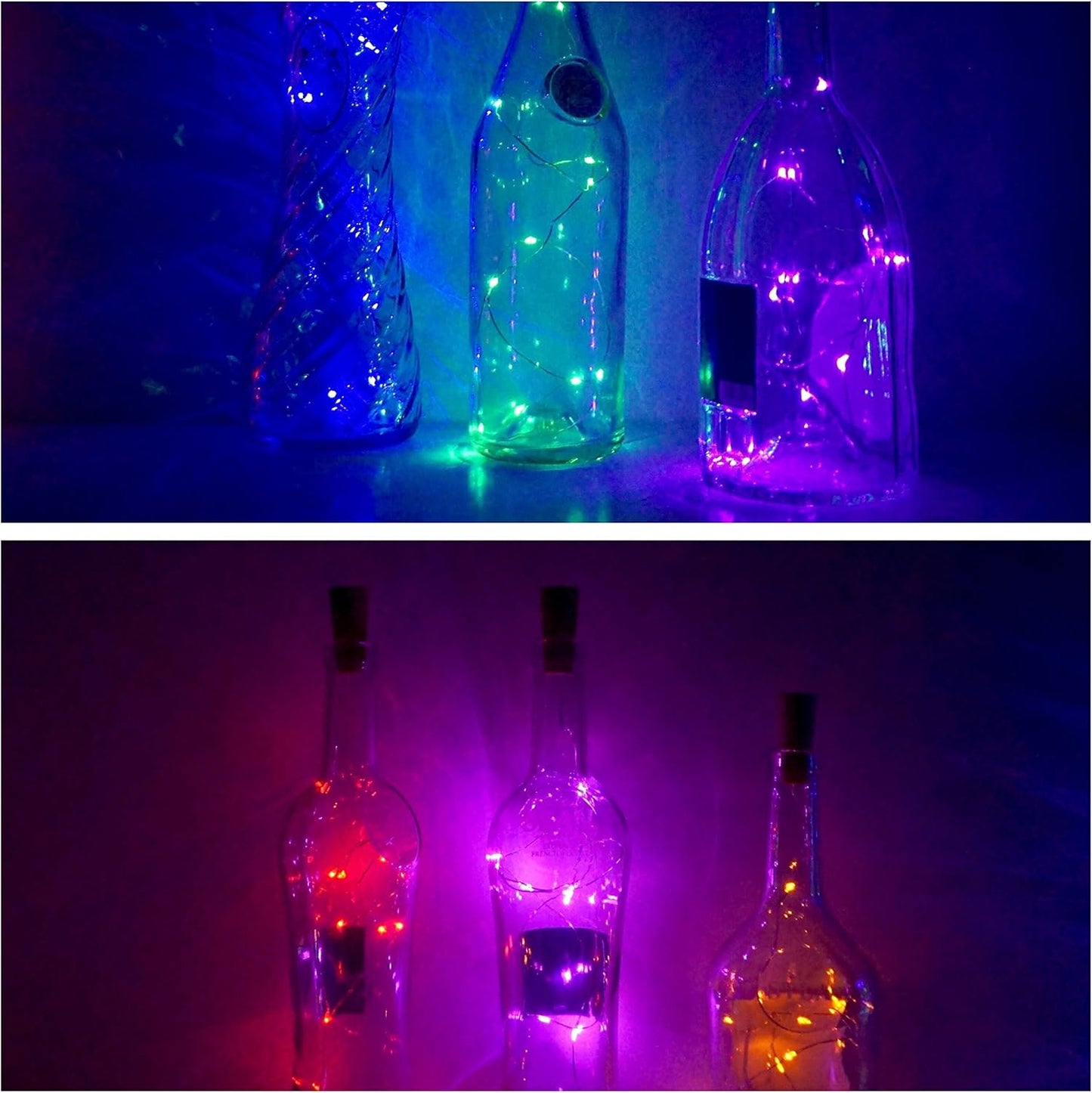 12 Pack 20 LED Wine Bottle Cork Lights, Fairy Mini String Lights Copper Wire, Battery Operated Starry Lights for DIY, Christmas, Halloween, Wedding, Party, Indoor&Outdoor (12 Pack, Multi Color)