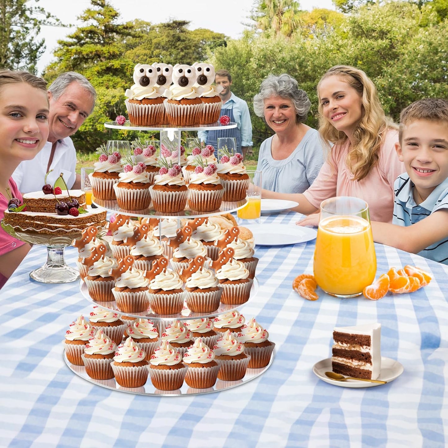 Cupcake Stand, 4 Tier Cupcake Stand for 50 Cupcakes, Round Tiered Cupcake Tower, Clear Acrylic Cupcake Holder, Dessert Stands for Party, Wedding, Birthday, Baby Shower, Halloween