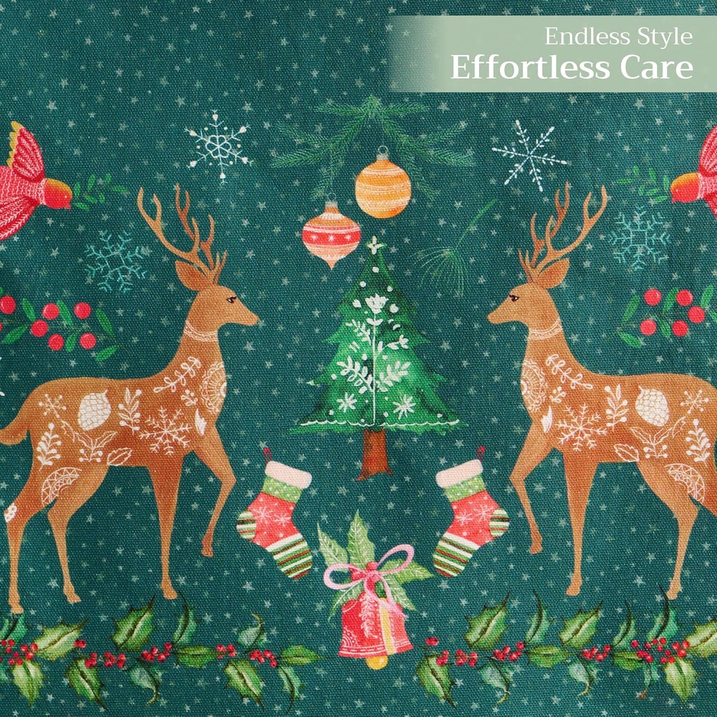 Maison d' Hermine Table Runner 100% Cotton Double Layer Table Runners 108 inches Long for Thanksgiving Christmas Decorations Home Kitchen Dining Party Wedding (Hygge Christmas, 14.5" x 108")