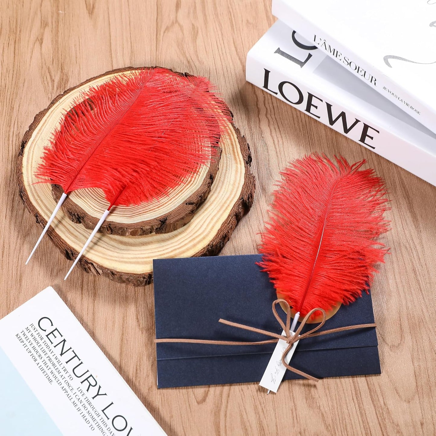 SOGUGOM Red Craft Ostrich Feathers - 30PCS 8-10 inch Ostrich Feathers Kit for Centerpieces, Kindergarten Crafts, Dream Catchers and DIY Projects(Red)