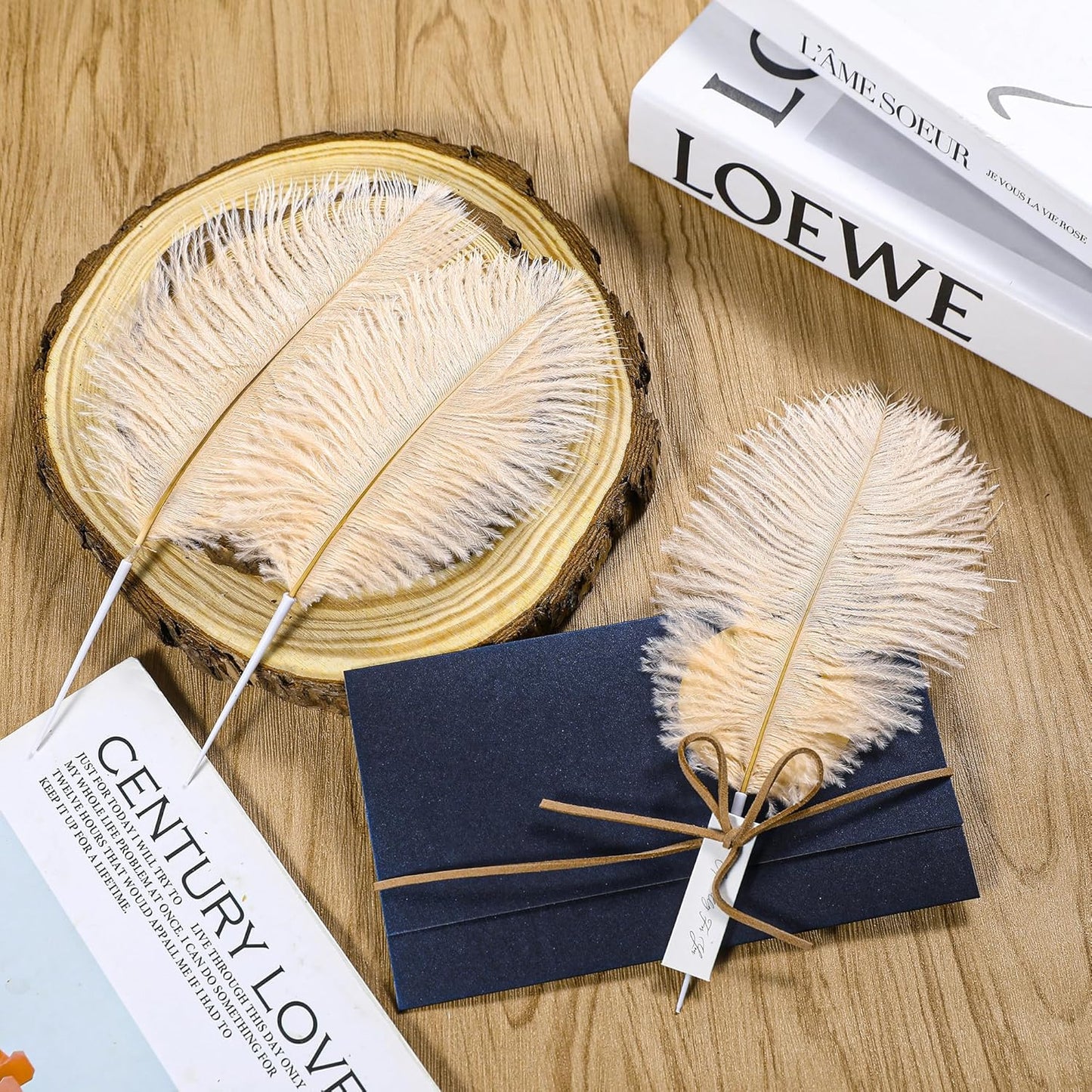 SOGUGOM Champagne Craft Ostrich Feathers - 30PCS 8-10 inch Ostrich Feathers Kit for Centerpieces, Kindergarten Crafts, Dream Catchers and DIY Projects(Champagne)