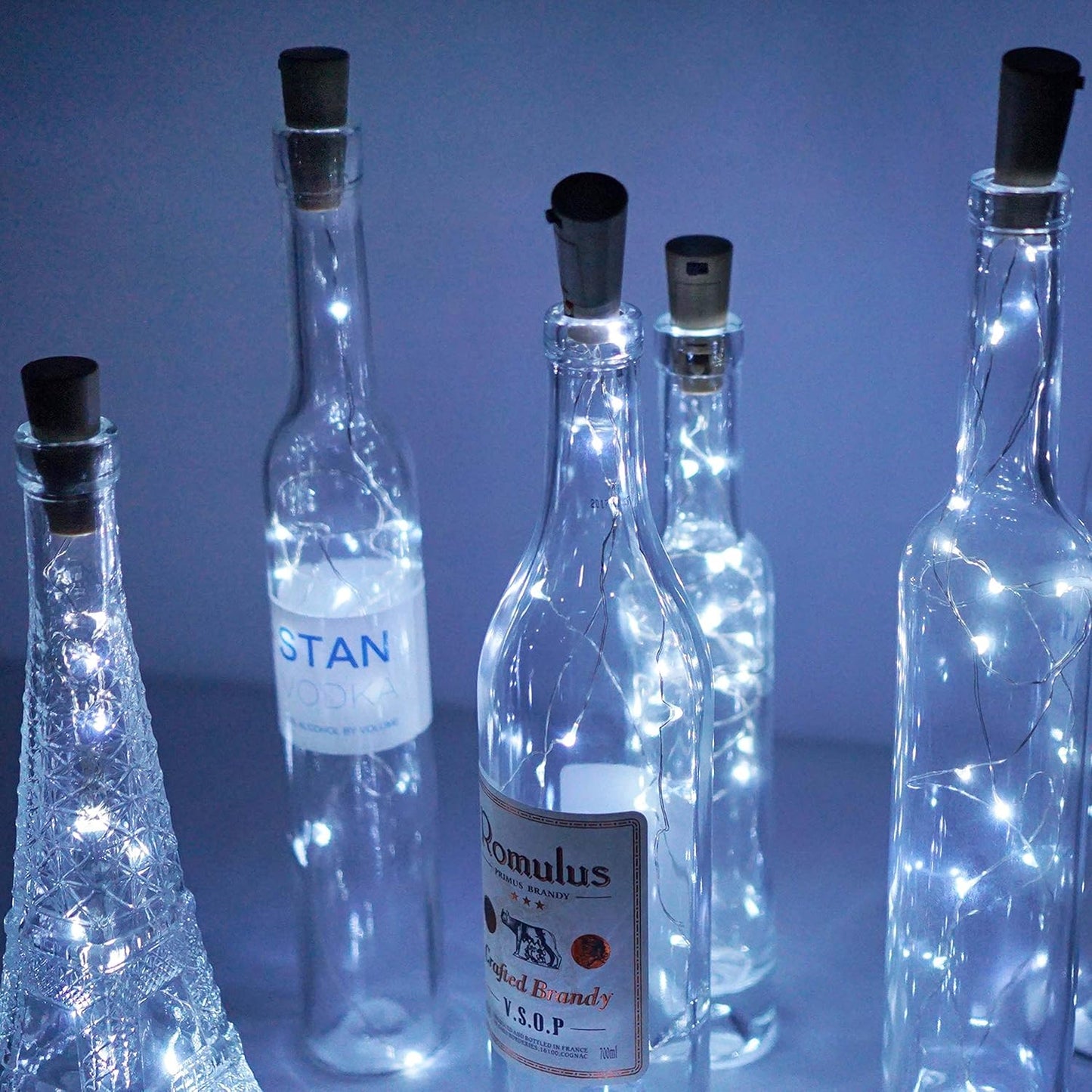 Wine Bottle Lights with Cork, Battery Operated 20 LED Cork Shape Silver Wire Colorful Fairy Mini String Lights(No Bottles) for DIY, Party, Decor, Christmas, Halloween,Wedding (3, Cool White)