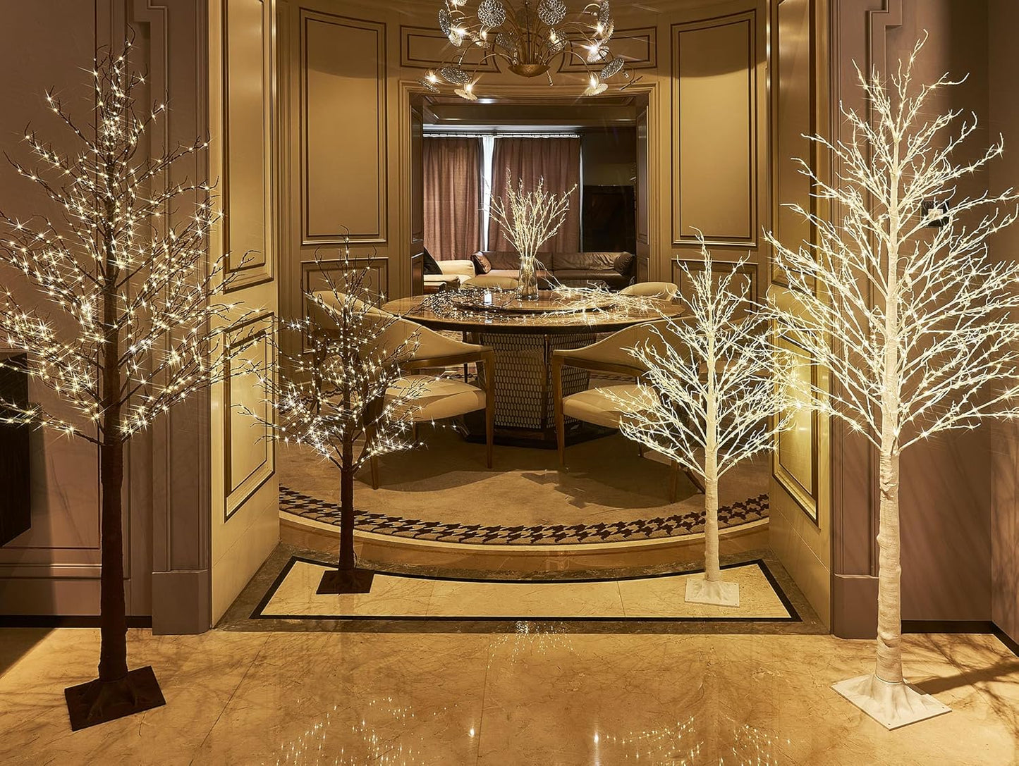 LITBLOOM Birch Garland with Lights 6FT 120 Fairy Lights Plug in, Lighted White Twig Vine Garland for Home Mantle Wall Christmas Decoration Inside Outside