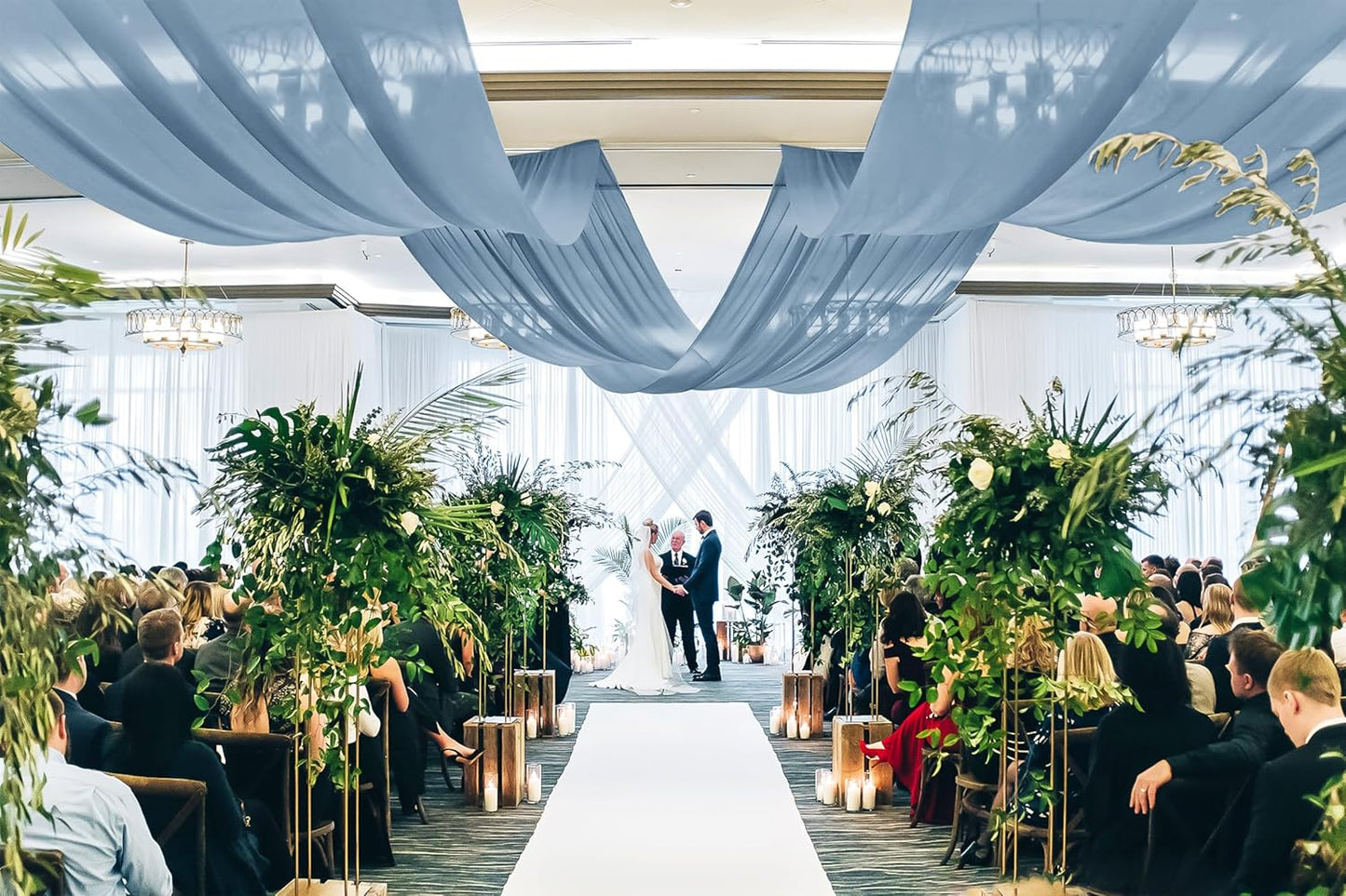 6 Panels Dusty Blue Ceiling Drapes for Wedding, 5ftx10ft Ceiling Drapes Cheesecloth Sheer Fabric Curtain Wedding Arch Draping Fabric Romantic Ceilings Decorations for Weddings Party Ceremony Stage