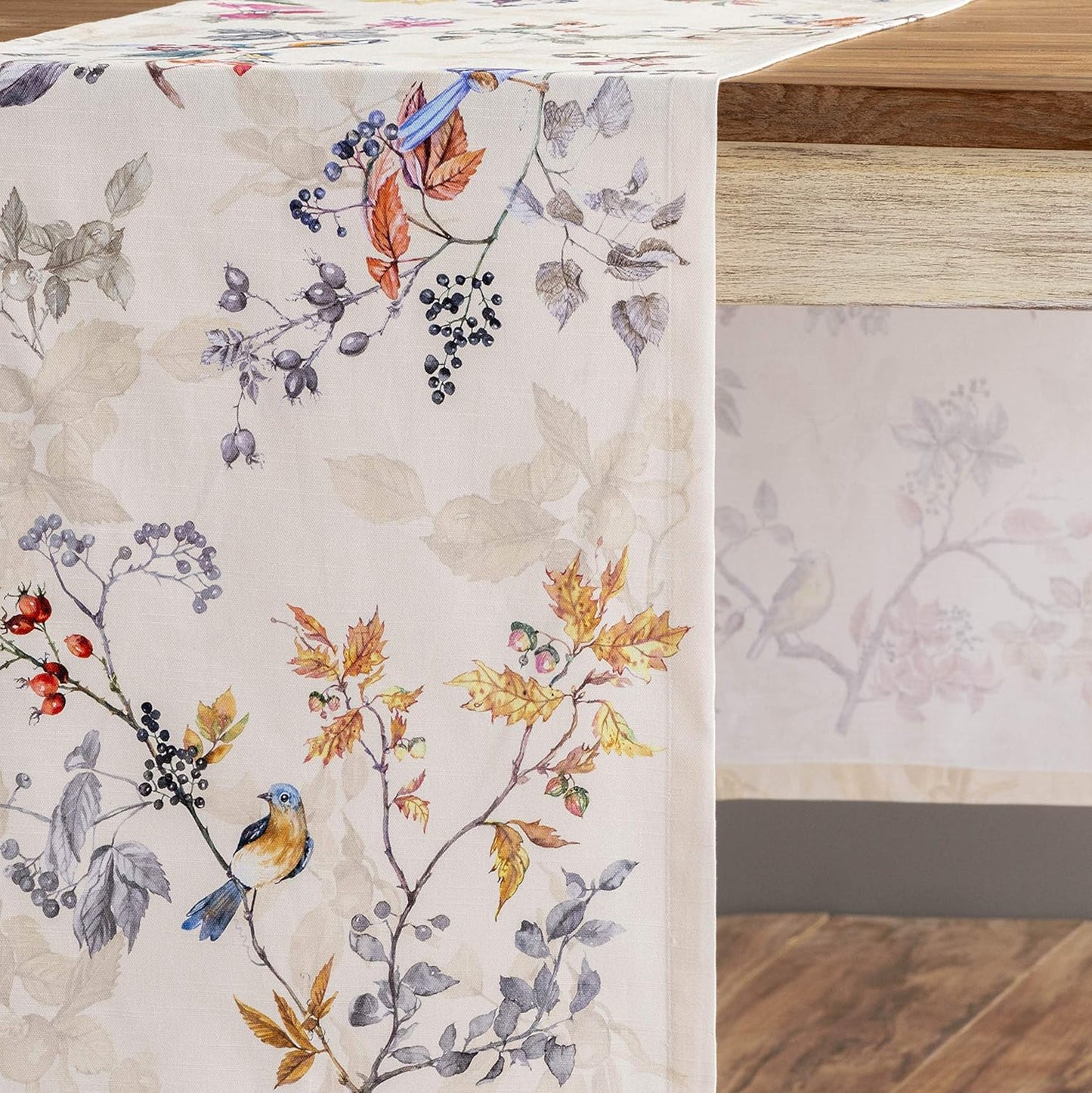 Maison d' Hermine Table Runner 100% Cotton Single Layer Table Runners 90 inches Long for Thanksgiving Christmas Decorations Home Kitchen Dining Party Wedding (Equinoxe - Beige, 14.5" x 90")