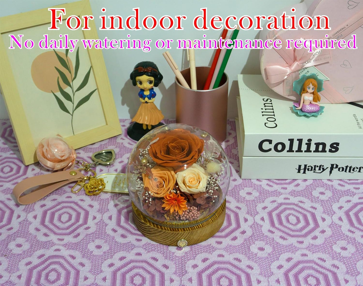 Valley of Rain & Forest Long-Lasting Real Flowers, Unique Floral Gift For You to Send Love for All Occasions, for Indoor Decoration (Orange Rose & Champagne Rose - Fall Themed)