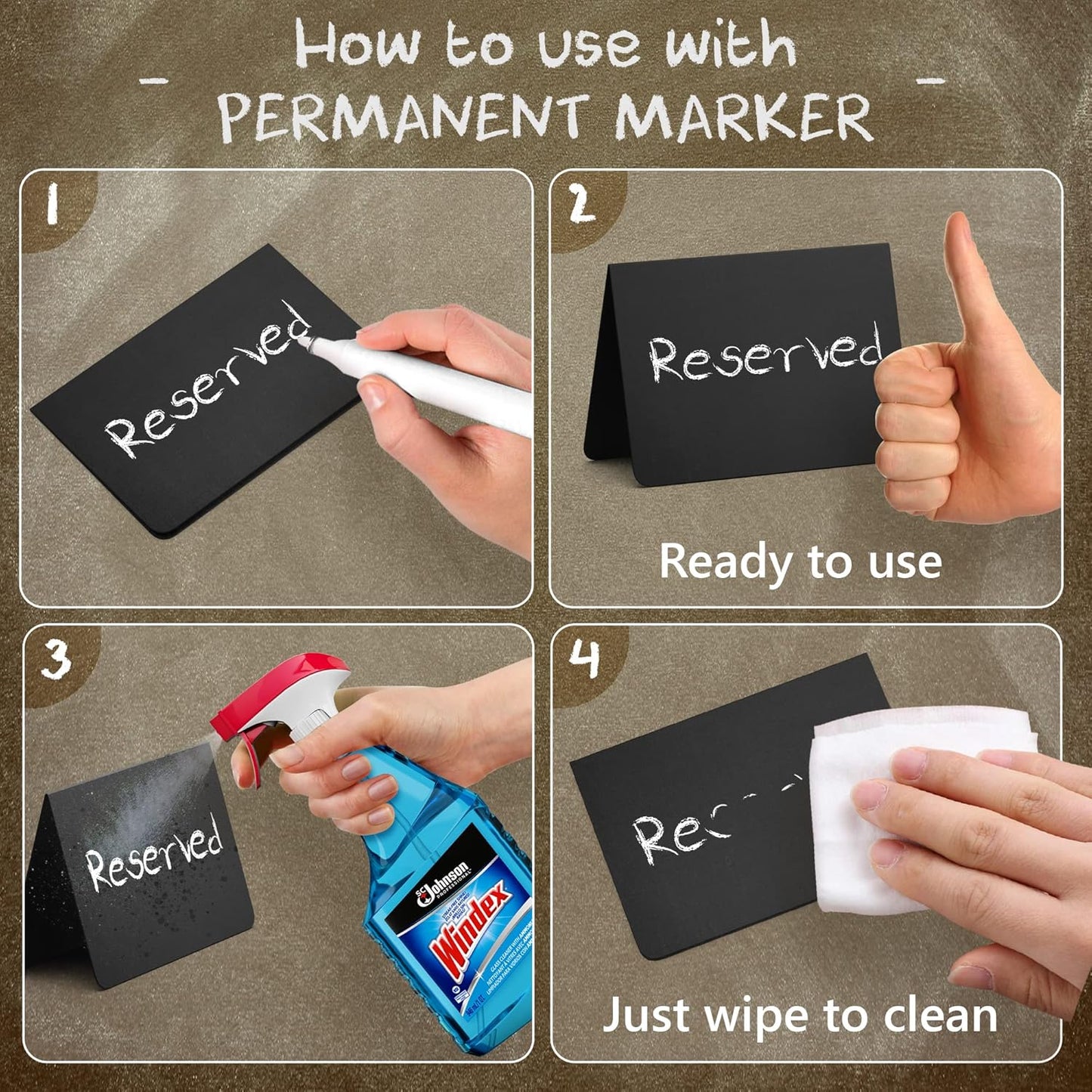 30 Pack Chalkboard Table Tents 4x3 β Reusable Food Labels for Buffet, Bakery, Catering & Party Displays β Plastic Standing Chalkboard Tags & Tabletop Signs