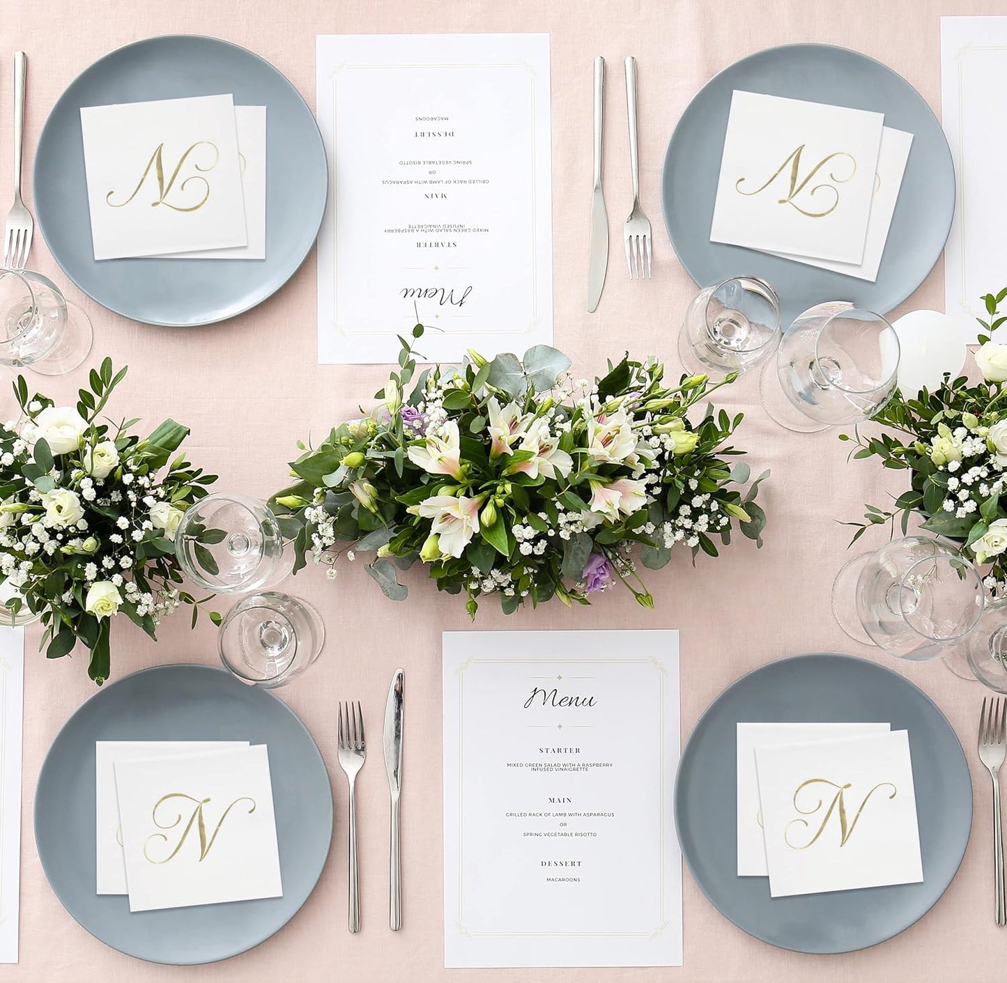 Gift Boutique 100 Gold Monogram Cocktail Napkins Letter N Disposable Paper Pack Elegant Metallic Golden Foil Hand Napkin for Powder Room Wedding Holiday Birthday Party Baby Shower Decorative Towels