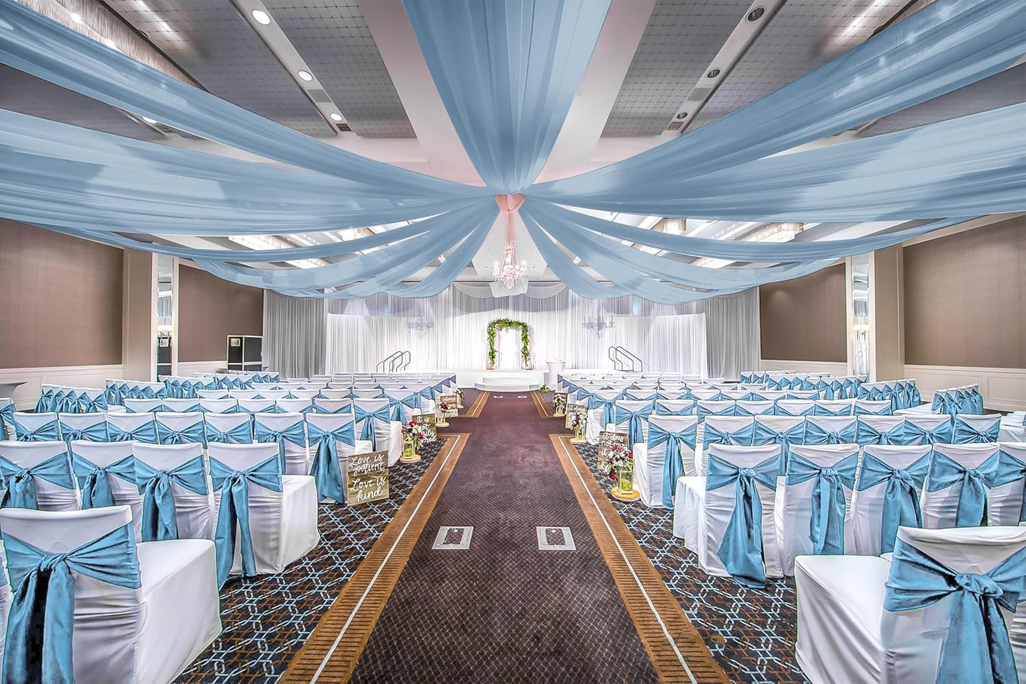 6 Panels Dusty Blue Ceiling Drapes for Wedding, 5ftx20ft Ceiling Drapes Cheesecloth Sheer Fabric Curtain Wedding Arch Draping Fabric Romantic Ceilings Decorations for Weddings Party Ceremony Stage