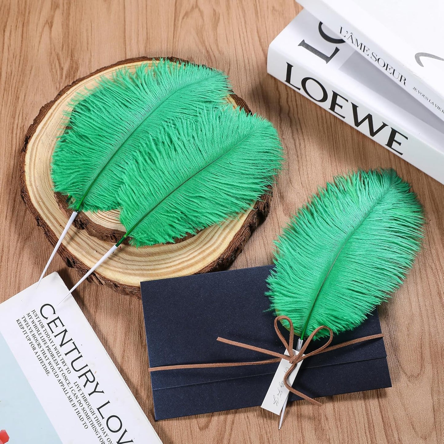 SOGUGOM Green Craft Ostrich Feathers - 30PCS 6-8 inch Mini Ostrich Feathers Kit for Kindergarten Crafts, Hats and Mardi Gras(Green)