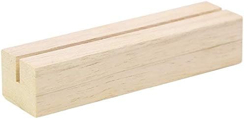 UNIQOOO 50 Pack Oak Wood Table Number Stands | 1/8” Thick Acrylic Sign Holders | Display Stands | Place Card Holder, Perfect for Retail Shop Wedding Dinner Party, Events Decoration, Retail Shop