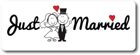 Magnet Me Up Just Married Magnet Decal, 3x8 Inches Heavy Duty Automotive Magnet for Car Truck SUV