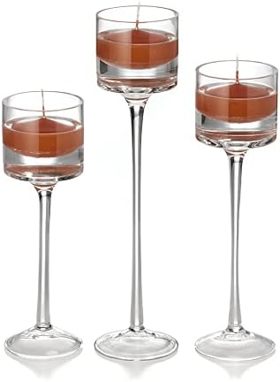 yummi Set of 18 Floating Candles and Monet Stem Holders - Toffee