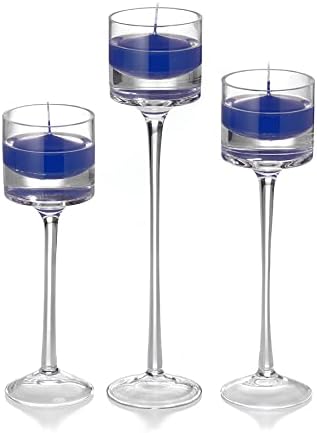 yummi Set of 18 Floating Candles and Monet Stem Holders - Royal Blue