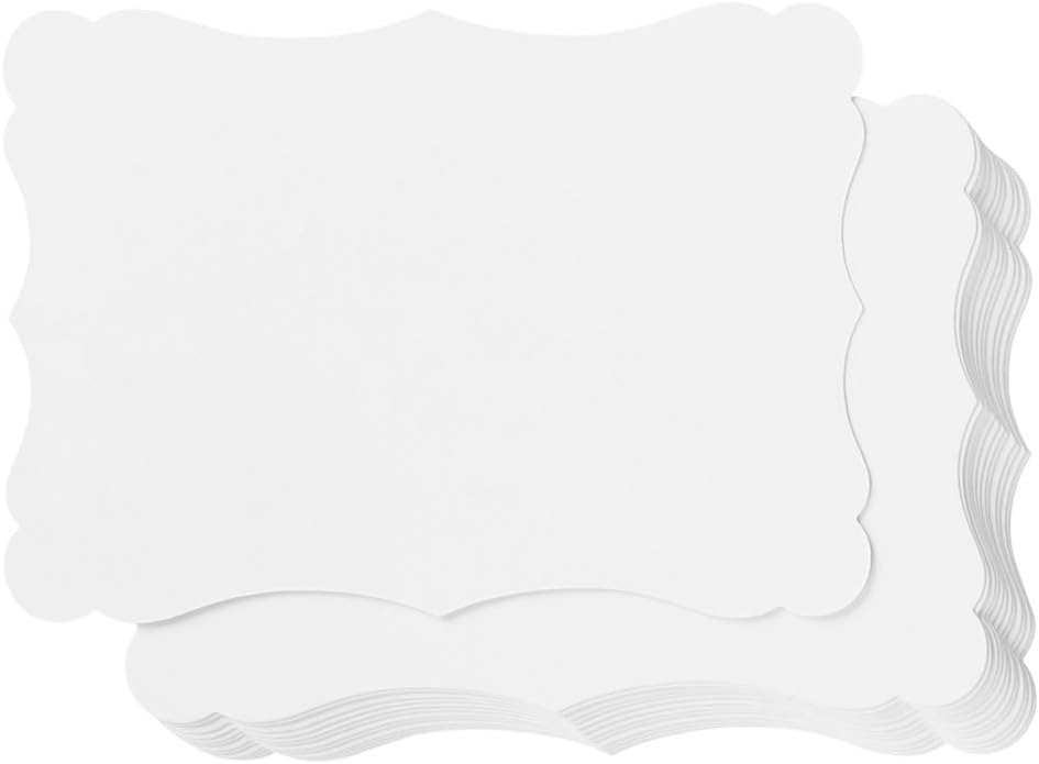 50 Pack Blank Kraft Cards Cardstock Thick Paper Brown Greeting Cards for DIY Gift Card Menus, Baby Shower and Wedding Invitations (White, 5x7IN)