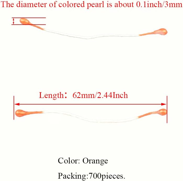 HAHIYO 700pc 3mm Orange Pearl Double Head Flower Pistil for Flower Making and Scrapbook Decoration