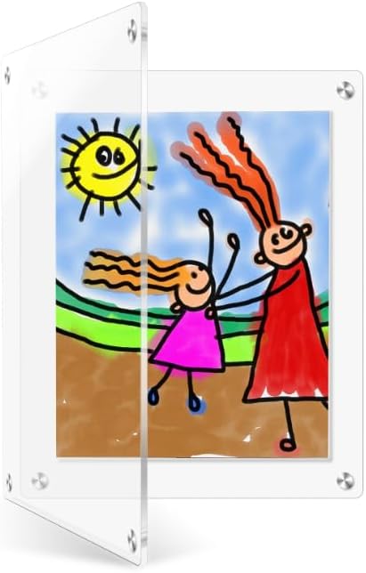 11X14 Acrylic Floating Picture Frame for Wall Mount, Clear Magnetic Photo Frame for Kids Artwork,Certificates Documents Frames for Family,Office,Wedding