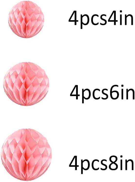 15pcs Honeycomb Balls Decorations 4'' 6'' 8'' Party Honeycomb Ball Flower Tissue Pom Poms Flower Ball Hanging Flower Balls for Baby Shower Birthday Wedding Nursery Decor(4'' 8'' 10'' Lt-Pink)