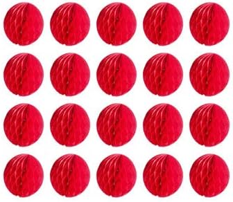 20pcs Honeycomb Flower Balls - Red Tissue Paper Decoration for Birthday, Wedding & Home (6inch)