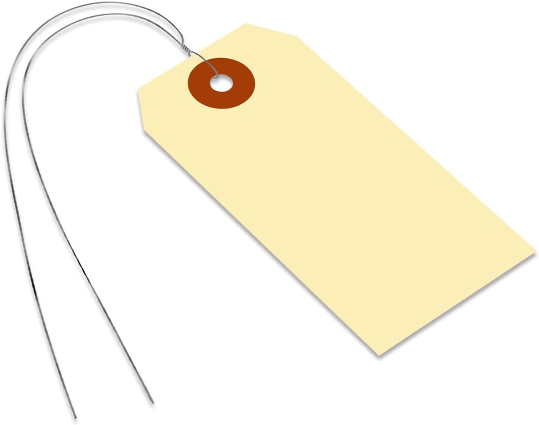 SmartSign Blank Manila Shipping Tags with Wire, Size #3 | PreWired, 13pt Cardstock Tags, 3 3/4" x 1 7/8", Pack of 100