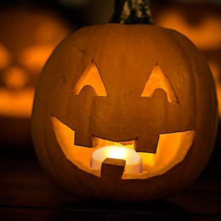 LED Pumpkin Lights with Remote and Timer, Battery Operated Bright Flickering Flameless Candles for Pumpkin Decor, Jack-O-Lantern Halloween Party Decorations,Orange Color, 6 Pack