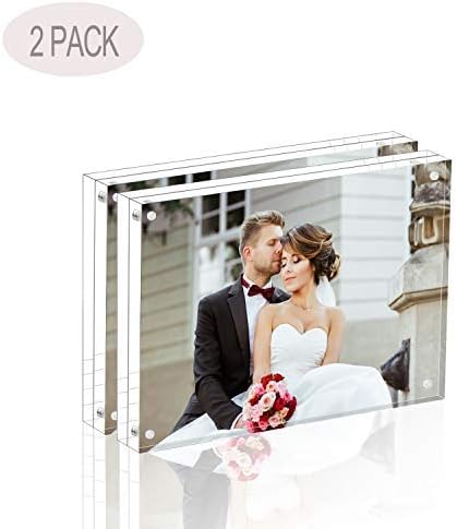 Magicool Premium Acrylic Photo Frame- Magnet Photo Frame -Double Sied Thick Desktop Frames (3.5x5 2 pack)