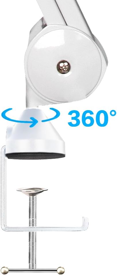 BOMGE Microphone Boom Arm Mic Stand Adjustable Clip Studio Suspension Scissor Arm Mount for Blue Snowball, ICE, Blue Yeti,Radio Broadcasting and Game (white)