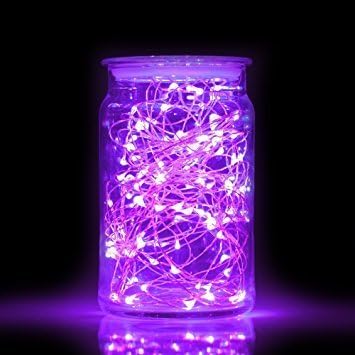 ANJAYLIA LED Fairy String Lights, 16.5Ft/5M 50leds Battery Operated String Lights Party Home Festival Wedding Decorations(Purple)