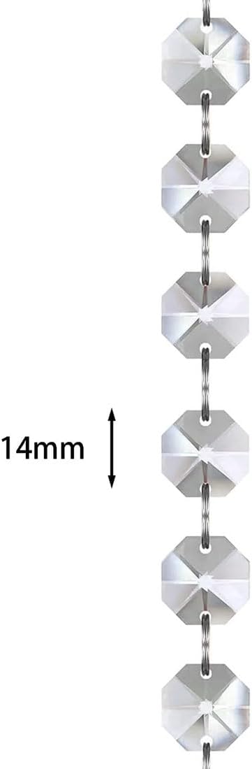 16FT Clear Crystal Glass Garland Strands,Hanging Chandelier Bead Chain,Hanging Ornament String Decorations for Centerpiece,Christmas Tree,Wedding, Party,Celebration