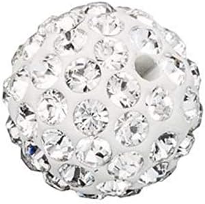 25pcs Adabele Grade A Suncatcher Crystal Rhinestone Pave Loose Beads 8mm Clear White Polymer Clay Disco Ball Spacers Compatible with Shamballa All Craft Jewelry Making DB8-1
