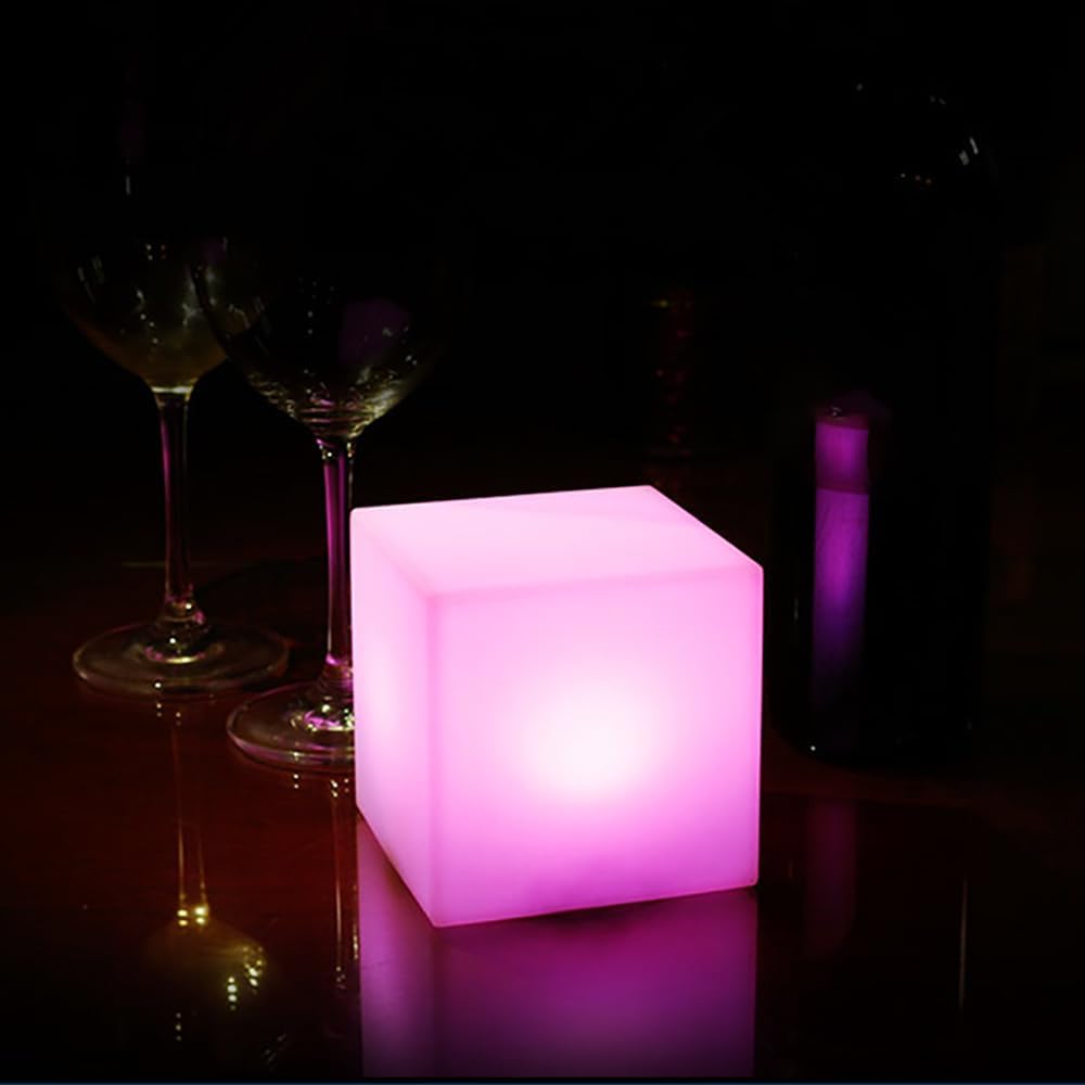 Mr.Go 4-inch Dimmable LED Night Light Mood Lamp for Kids and Adults - 16 RGB Colors - 8 Level Dimming - 4 Lighting Effect - Rechargeable - Remote Control - Decorative, Fun & Safe - White Finish Cube