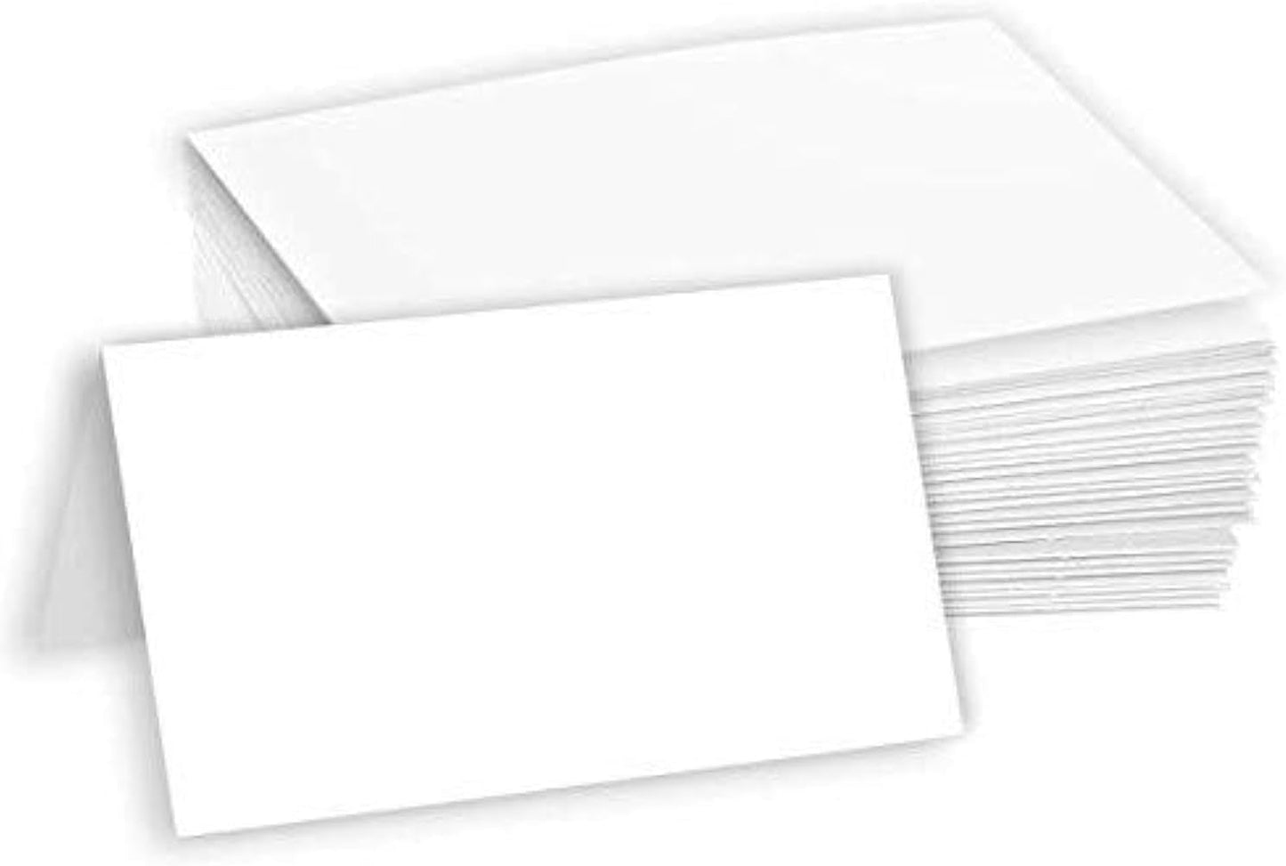 Hamilco Blank Tent Name Place Table Cards 3 1/2" x 2" Folded Card Stock - White Cardstock Paper 80lb Cover - 100 Pack