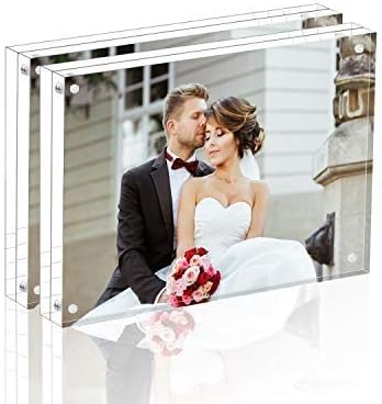 Magicool Premium Acrylic Photo Frame- Magnet Photo Frame -Double Sied Thick Desktop Frames (3.5x5 2 pack)