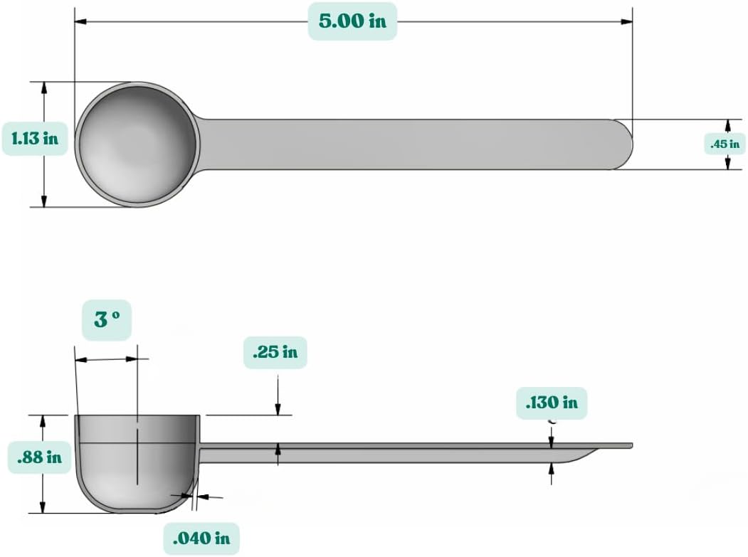 2 Teaspoon (2/3 Tablespoon | 10 mL) Long Handle Rounded Scoop for Measuring Coffee, Pet Food, Grains, Protein, Spices and Other Dry Goods (Pack of 10)